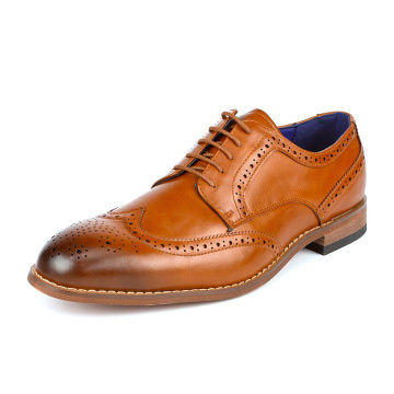 Men's William_2 Brown Classic Brogue Wing Tip Lace Up Soft Round-Toe Oxfords Dress Shoes